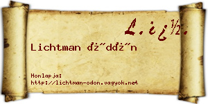 Lichtman Ödön névjegykártya
