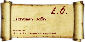 Lichtman Ödön névjegykártya